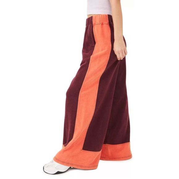 Free People Burgundy and Orange Wide-Leg Pants - Picture 6 of 7
